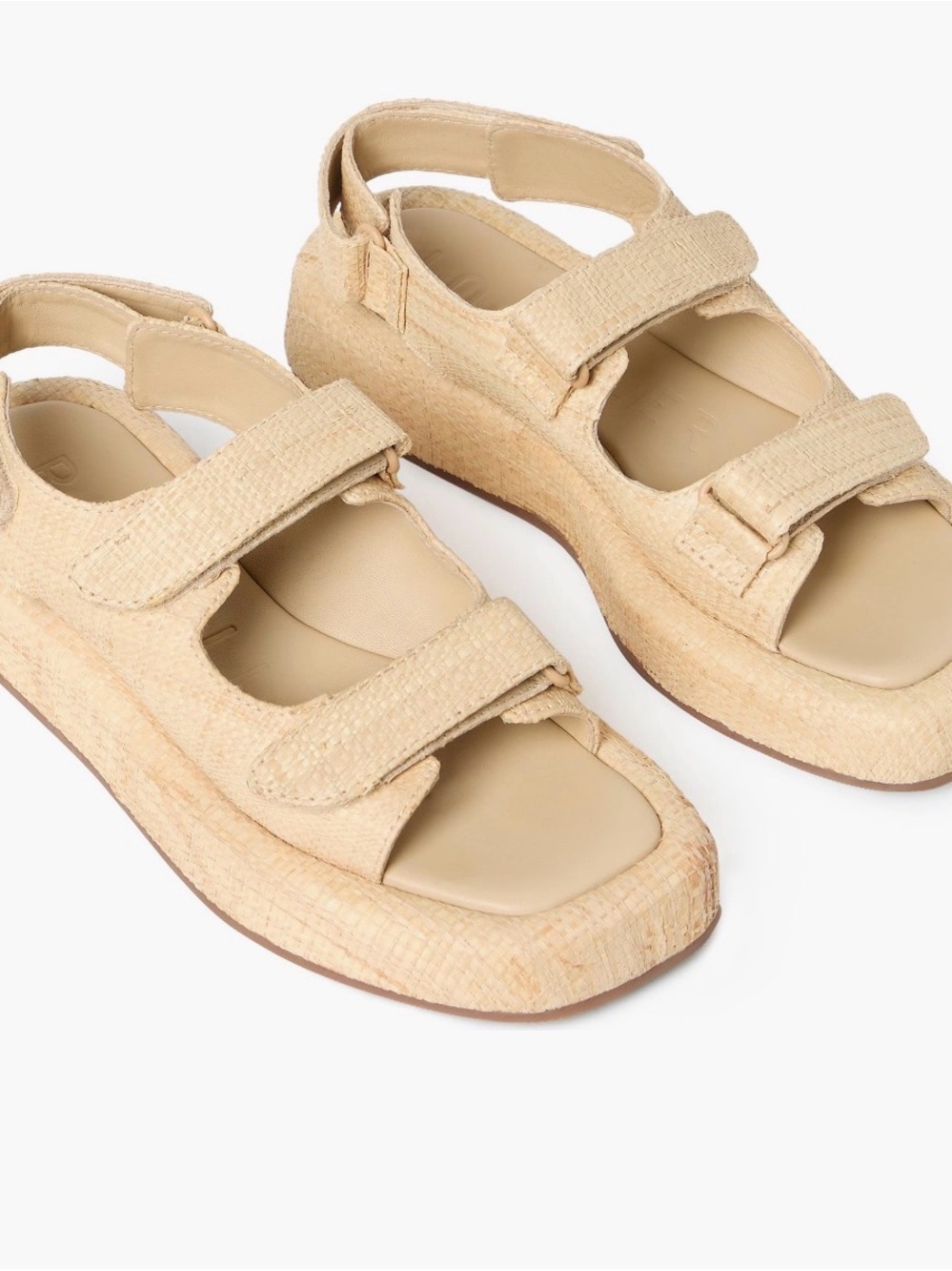 New Loeffler Randall Beige Woven Platform Velcro Sandal 9.5